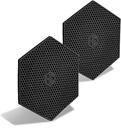 HexClad Hexagon Silicone Trivets, 2-Pack, Nonslip and Heat Resistant Hot Pads, Black