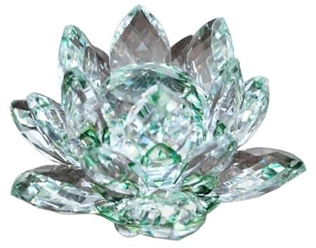 HXSCOO Kristall Lotus Blume Handwerk Glas Briefbeschwerer Fengshui Ornamente Figuren Hause Hochzeit Party Decor Geschenke Souvenir (Color : Green, Size : 60mm)