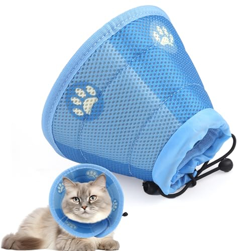 Halskrause Katze Schutzkragen Katze Einstellbarer Katzenkragen Weiche Wiederherstellung Halsband Trichter Katze für Katzen Haustier Nach Operation und Verletzungen (M)