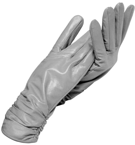 Damen Handschuhe Leder Damen Lederhandschuhe Damen Winterhandschuhe, grau, 34