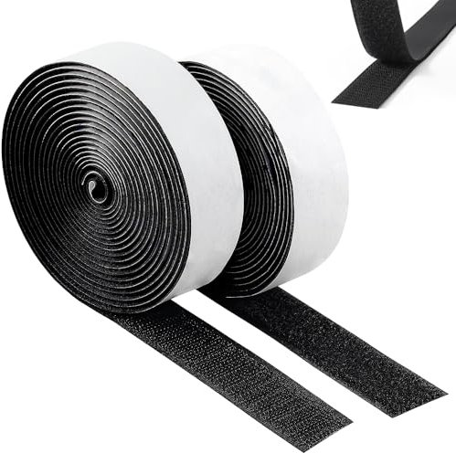 Aongray 2cmx5M Hook and Loop Tape - Double Sided Sticky Adhesive Roll for Picture Frames and Door Curtains