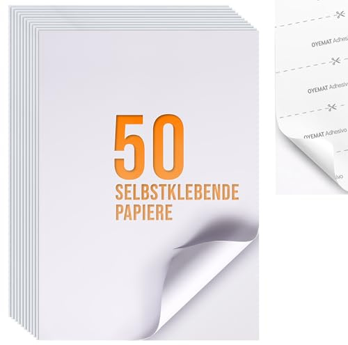 50 Hojas 1 Etiqueta por Hoja | Papel Adhesivo A4 para Impresoras (297mm x 210mm) | Impresoras de Inyección de Tinta, Laser y Fotocopiadoras | Papel Adhesivo Impresora