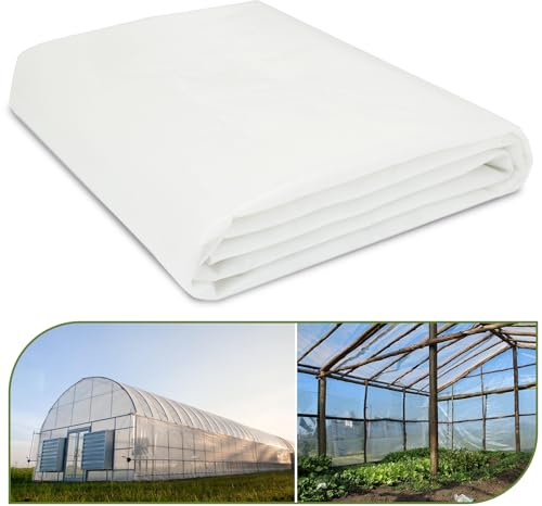 chicarry Lámina de plástico para Invernadero de 8 x 25 pies, película Transparente de 6 mil para Invernadero, Resistente a los Rayos UV, lámina de plástico Gruesa Resistente, Cubierta de plástico de