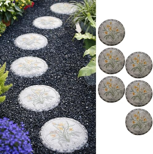 Trittsteine für Garten 3 Stück 6 Stück Dekor-Trittsteine mit Vogel- und Blumenmuster, 14 Runde 3D-Wegesteine Im Freien, Bunte Bodenpflastersteine für Den Rasen- Und Gehweg von Villen ( Color : Orchid