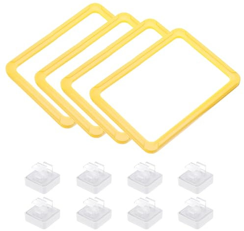 QUARKZMAN 4 Stück Magnetische Etikettenhalter mit Magnetbasis Lagerregal, A6 Doppeldisplay-Clip Etikettenhalter, Schild Halteklammer für Metallregal Schließfach Whiteboard,Gelb (155 * 110mm)