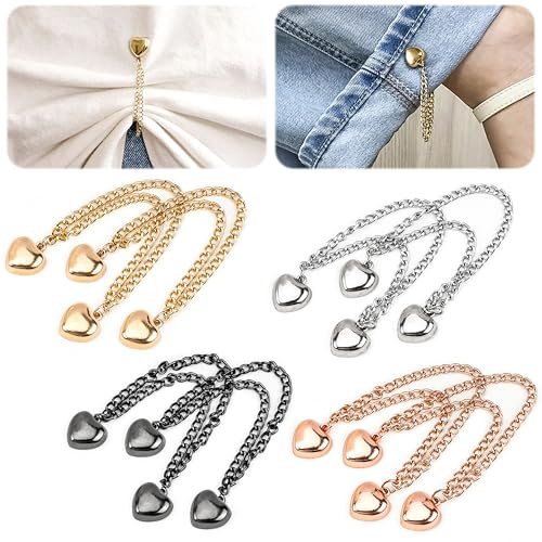 GerdfeiTawtab Magnetic Clothing Clips - 8Pack Multi-Function Magnetic Strength Buttons Hem Clips for Cinch T-Shirt Pants Hems,Multi-Purpose Magnetic Pinless Decorate for Cardigan (Mix Heart)