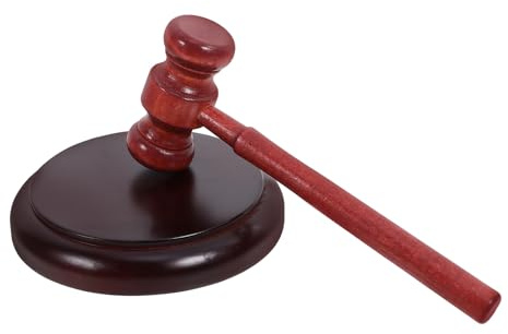 NUOBESTY 1Set Vintage Judge Gavel with Wooden Base Solid Wood Hammer for Lawyers and Auctioneers Comfortable Grip Display for Collectors and Courtroom Use
