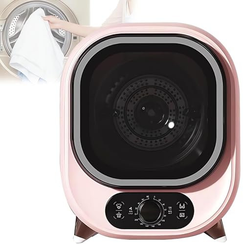 Sèche-linge à tambour avant Filtre anti-peluches Poussière Minuterie de 0 à 200 minutes Air chaud et froid Séchage 3D Protection contre la surchauffe 35 dB Silencieux Sèche-linge compact(Pink)