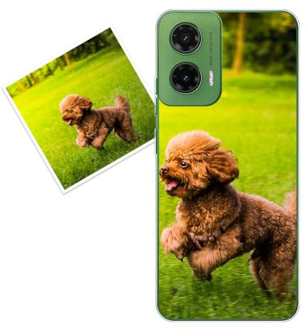 KARTXITAI Funda Personalizada Compatible con Motorola Moto g35 5G, Carcasa Personalizado con tu Foto o Texto Imagen, Gel Flexible,Trasparente,Regalo Original +1 x Cordón Universal para teléfono