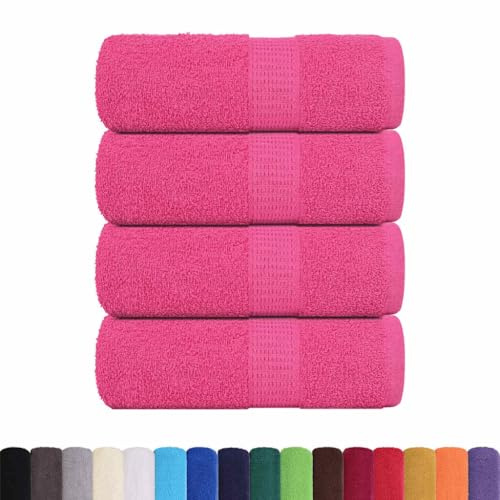 vidaXL Serviettes d'invité FROGN 4 pcs Rose 30x50 cm 360 g/m² 100% Coton, Serviette, Serviette de Visage, Ensemble de Serviettes de Bain, Serviette de Bain