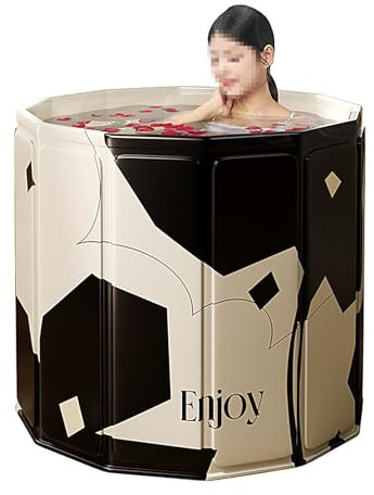 Portable Foldable Hot Tub, Freestanding Bathtub with Double Drain, 7 Layers of Thickened Material, Quick Opening Without Installation No Cover 70 * 70 * 66cm(Black)