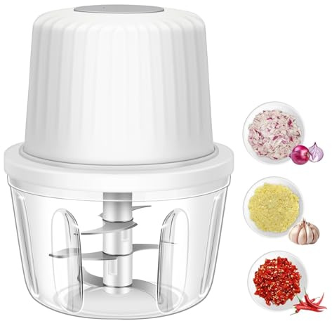 400ML Electric Garlic Chopper, 6 Blades Garlic Grinder Mini Vegetable Chopper, USB Portable Veggie Chopper, Onion Mincer, Food Processor for Ginger, Chili, Fruit, Meat