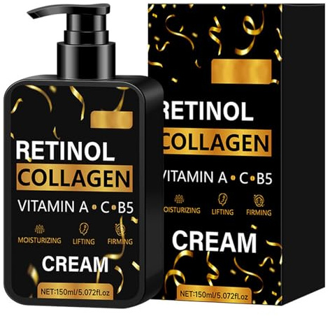 Crème hydratante au collagène au rétinol pour homme avec vitamine A, C, B5, crème de nuit naturelle, soin du visage pour homme pour réduire les ridules, soulever et raffermir la peau