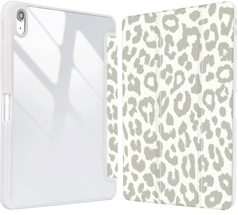 Vozehui 11/10.9 Zoll Hülle für Leopardenmuster iPad 11/10th Generation 2025/2022 mit Clear Back Shell mit Bleistifthalter, Tri-fold Stand Schutzhülle mit Auto Sleep Wake für iPad 11/10th Generation