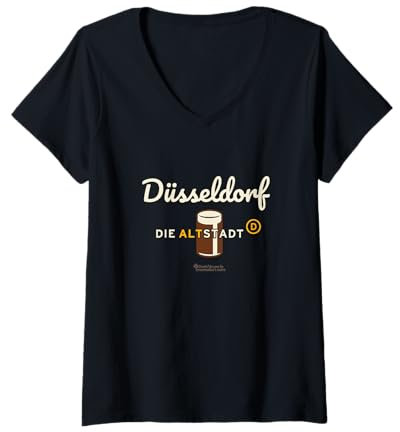 Womens Düsseldorf Old Town Word Game Glass Altbier Düsseldorf V-Neck T-Shirt