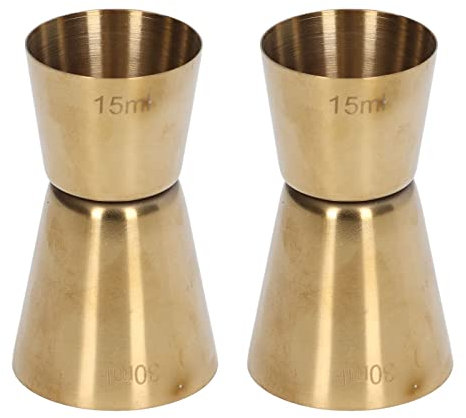 Nikou Jigger per cocktail a doppia testa, in acciaio inox, dorato, misurino per bar, per feste in ristorante, 15/30 ml, bar Accory