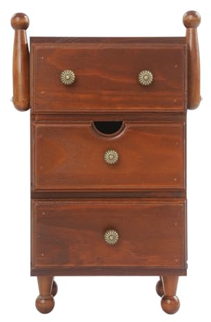 Schubladenbox Holz, 3-Tier Aufbewahrungsbox mit Schubladen, Vintage Schmuckkästchen Holzbox mit Arm-Haken, Schreibtisch-Aufbewahrungsschrank mit Herausnehmbare Schublade (Braun)