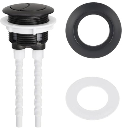 F Fityle Botón de descarga de inodoro de doble pulsación, 38 mm, 48 mm y 58 mm, práctico accesorio redondo para tanque de inodoro, botón de descarga para baño, Negro