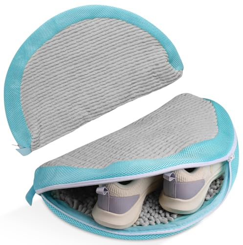 Regogo Schuhwaschbeutel | großer Waschbeutel für Schuhe Waschmaschinen | fester Schuhe waschbeutel mit Reißverschluss für Sneaker Sportschuhe (grau)