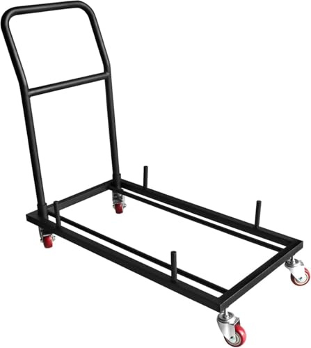Folding Chair Dolly, L-Shaped Steel Foldable Storage Cart, 2 Swivel Casters with Brakes & 2 Fixed Straight Casters, for Commercial Home Kitchen Folding Chairs Transport
