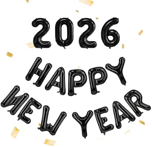 Vuemhjaey 2026 happy new year deko folienballon - stilvolle silvester deko 2026 mit luftballons für die perfekte happy new year girlande und neue jahresdeko