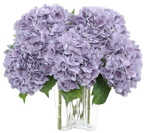 Lot de 3 fleurs d'hortensia artificielles pour mariage, décoration d'intérieur | Bouquet de fleurs d'hortensia artificielles violettes au toucher réaliste pour fêtes, décoration de bureau