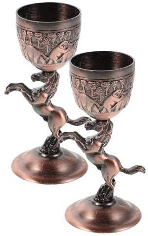 Garneck 2 Piezas Copa de Vino de Metal Vintage Cáliz Grabado Tallo Forma de Caballo para Decoración de Cáliz de Mesa Copas de Metal para Fiestas de Halloween Centros de Mesa de Vino