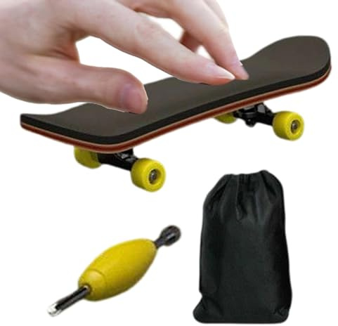 Generico Wood Fingerboard Skateboard-Pro Maple Deck With Fully Enclosed Bearings, Anti-Slip PU Grip Mat, High Performance Fingertip Game, Desktop Fidget Toy For Students & Teens | For Boys
