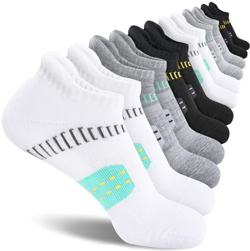 EconioSocken Calcetines de Deporte Mujer Antiampollas Transpirables con Soporte Acolchado, Calcetines Tobilleros para Running, 6 Pares