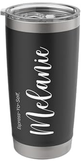 Melanie Name Personalized Coffee Pun Stainless Steel Insulated Tumbler