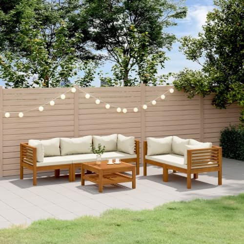 KKHOMEI Lounge Set Holz, Ecklounge Outdoor, Terrassenmöbel außen, Gartenmöbel Set mit Kissen, Balkon Lounge, Loungemöbel Set für Balkon, Garten, 6-TLG Type-20