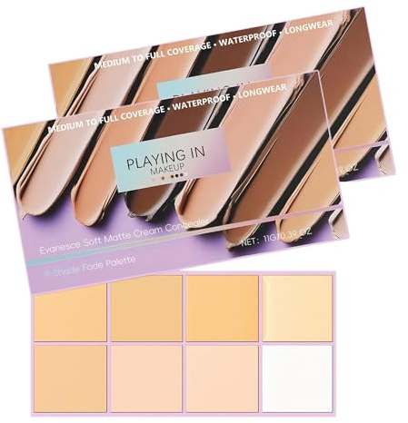 2Pz Palette Correttori in Crema Soft Matte, 8 Tonalità Sfumabili, Concealer Waterproof ad Alta Copertura per Imperfezioni e Occhiaie, Base Fondotinta Idratante a Lunga Durata