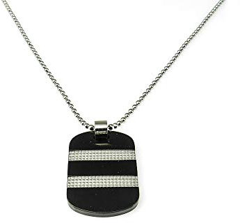 Minoplata Colgante para Hombres con Placa de Acero INOX Blanco y Negro, una Joya Diferente para Hacer