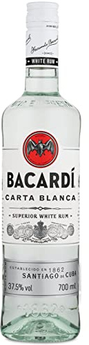 BACARDI Carta Blanca Superior White Rum, Great for Mixing 37.5% ABV, 70cl | Iconic Caribbean Rum, Light, Smooth & Mixable, Perfect for Mojitos & Classic Cocktails, Great for Gifting, 700ml