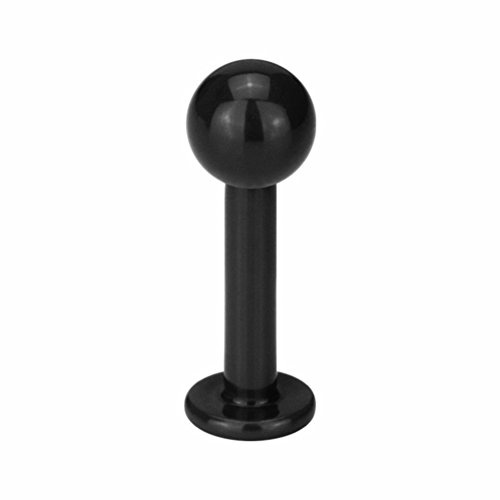 eeddoo Piercing Labret nickelfrei Schwarz Titan Stärke: 1,2 mm Länge: 8 mm 4 mm