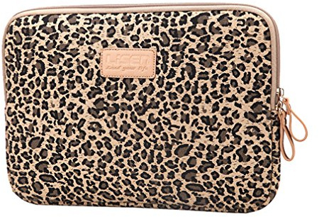 LaoZan Léopard Housse pour ordinateur portable Sac de transport Pochette Sacoche pour 6.5-15 Pouces ipad/Ultrabook/Netbook 7 Leopard marron
