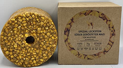 Wildlutscher Spezial Leckstein gerösteter, süßer Mais | Extra Harter Wildleckstein | Wildbindendes Lockmittel| für Damwild und Schalenwild | Wochenlange Nutzungsdauer 3 kg (9,97 € / kg)