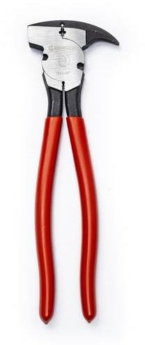 Crescent Dipped Handle, Heavy-Duty Solid Joint Fence Tool Pliers - Premium Wire Cutter & Staple Puller - 193410CVNN-05-10, Red