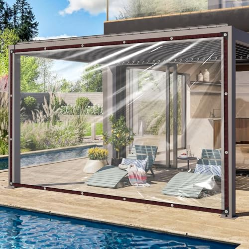 QOFLY 2x4m Abdeckplane Transparent Durchsichtig Plane Mit öSen | Zeltplane Wasserdicht Folie Balkon Abdeckung Gewebeplane StrapazierfäHige Wetterfeste Mehrzweck Autoplanen