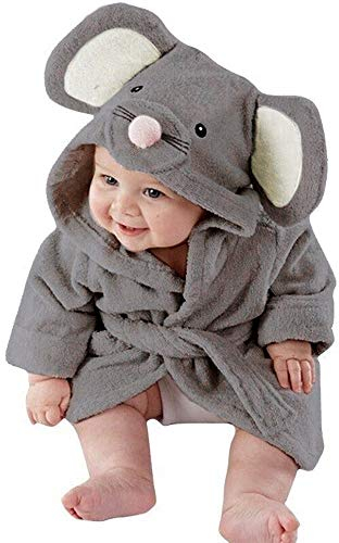 LUCKME Baby Jungen Mädchen Kinder Bademantel Cartoon Tiere Kapuze Handtuch Pyjama Kleidung