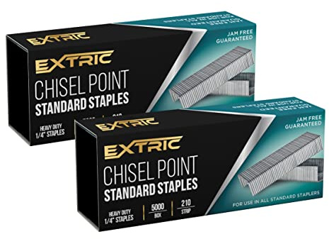 Staples Standard 2 Pack, Heavy Duty Chisel Point Standard Staples for Stapler 10,000 Pack 1/4 Inch, Jam Free Stapling
