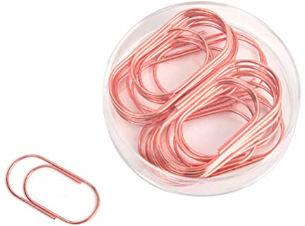 Jumbo-Büroklammern, breit, groß, rotgold, 5,1 cm, 20 Stück, langlebig und rostfrei, Büroklammern für Büro, Schule, Heimbedarf (Roségold)