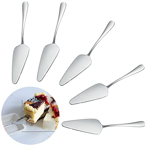 XTDMJ Tortenheber, 5er-Set Kuchenheber Edelstahl Gezackte Tortenheber für Küche Restaurants Kuchenschaufel