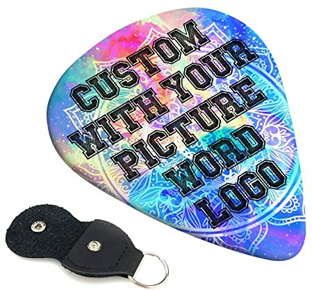 Custom Guitar Picks 6Pcs-Add Your Own Text Name Image,Personalized 0.46Mm/0.71Mm/0.96Mm Thin Medium Heavy For Electric Guitar Bass,Great Gift For Kids Teens Men Women Guitar Players,Custom,0.71Mm