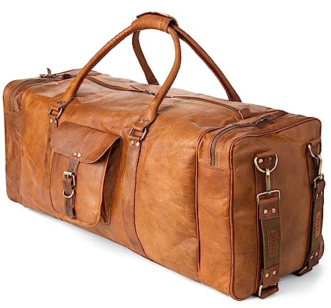 Berliner Bags Vintage Reisetasche New York XXXL, Weekender aus Leder, Duffel Bag, Sporttasche, groß 70L für Herren und Damen – Braun