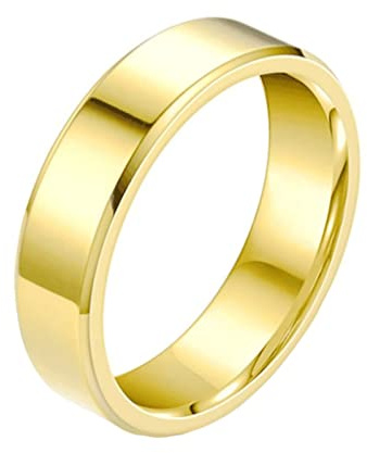 KnBoB 6MM Schmuck Damen Edelstahl, Gold Poliert Trauringe Partnerringe Eheringe für Herren Größe 54 (17.2)
