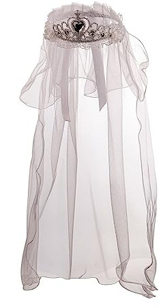 Carnival Toys Hochzeits-Diadem Schleier für Damen Kostüm-Accessoire Weiss - Grau, Silber