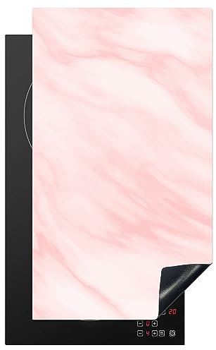 MuchoWow Herdabdeckplatte Ceranfeld Spritzschutz Küche Marmor - Rosa - Weiß - Luxus - Marmoroptik 30x52 cm Induktionsherd Abdeckung Induktionskochfeld Ceranfeldabdeckung