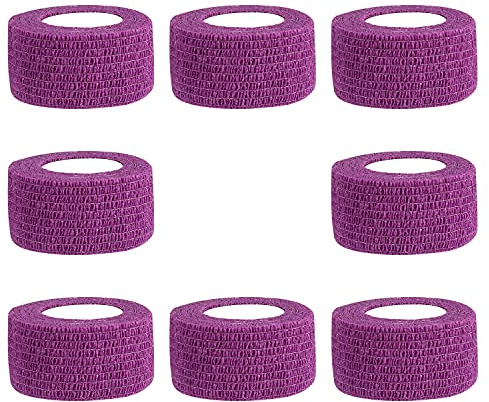 Benda coesiva 2.5cm x 4.5m Confezione da 8 fascia autoadesiva Fasciatura nastro traspirante Fascia elastica autoadesiva atletica per lesioni sportive, polso, ginocchio, distorsione della caviglia