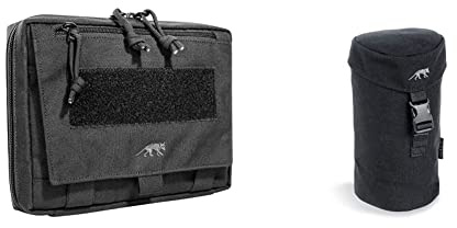 Tasmanian Tiger TT EDC Pouch Molle-kompatible Rucksack Organizer Zusatz-Tasche (Schwarz) & TT Bottle Holder 1L Isolierte, gepolsterte Molle-System Trinkflaschen-Tasche Rucksack Flaschenhalter, Schwarz